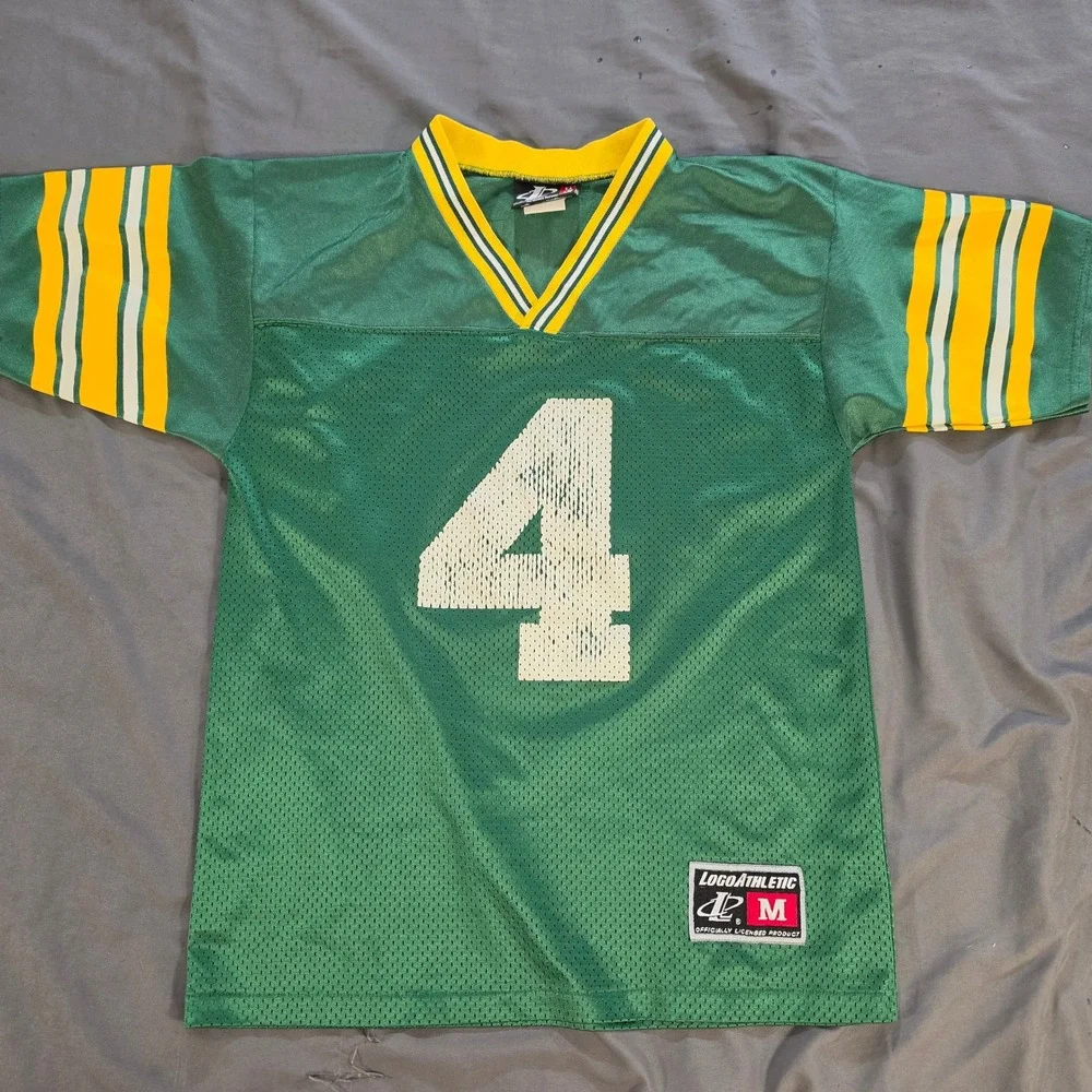 Vintage Logo Athletic Green Bay Packers Brett Favre 4 Jersey Youth Medium Green